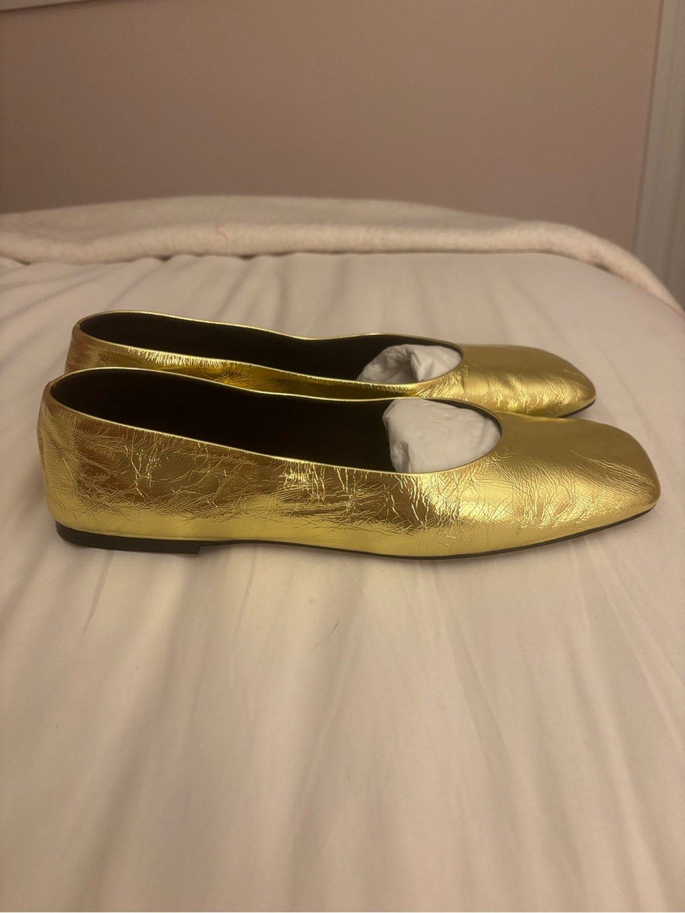 The Row - Metallic Gold Women's Ballet Flats - Sleek Slip-On Style